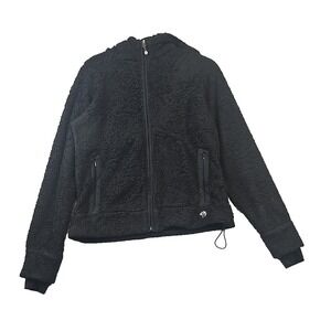Mountain Hardwear Jacket Womens M Full‎ Zip Fleece Hoodi Deep Pile Black Hiking